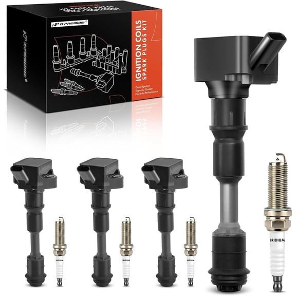 A-Premium Set of 4 Ignition Coil Pack and Iridium Spark Plugs Compatible with Volvo XC60 2015-2020, XC90 2016-2020, S60 2015-2020, XC40 2019-2020, S80 2016, S90 2017-2020, V60, V90, XC70, 2.0L