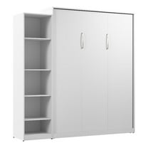 Pemberly Row Wood Queen Murphy Bed with Closet Organizer in White