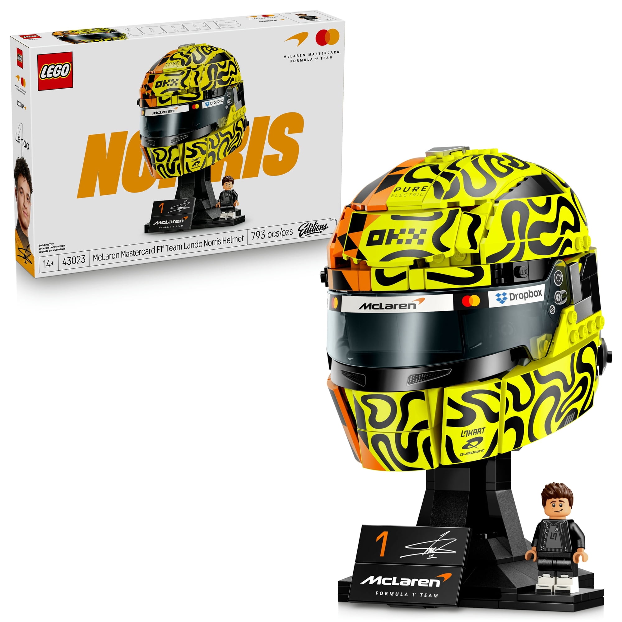 LEGO Editions McLaren Mastercard F1 Team Lando Norris Helmet - Building Set for Adults, Ages 18+ - F1 Bedroom, Office or Shelf Decor for Fans - Gift for Men & Women - 43023