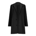 thumbnail image 4 of ClodeEU Long Wool Coats for Women ,Notched Lapel Single Breasted Long Jacket,Winter Casual Trench Coat Outerwear Black,Womens Plus XL, 4 of 7