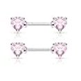 thumbnail image 3 of PIERCE ME (2pcs) Double Front Facing Pink Heart CZ Nipple Rings, 3 of 4