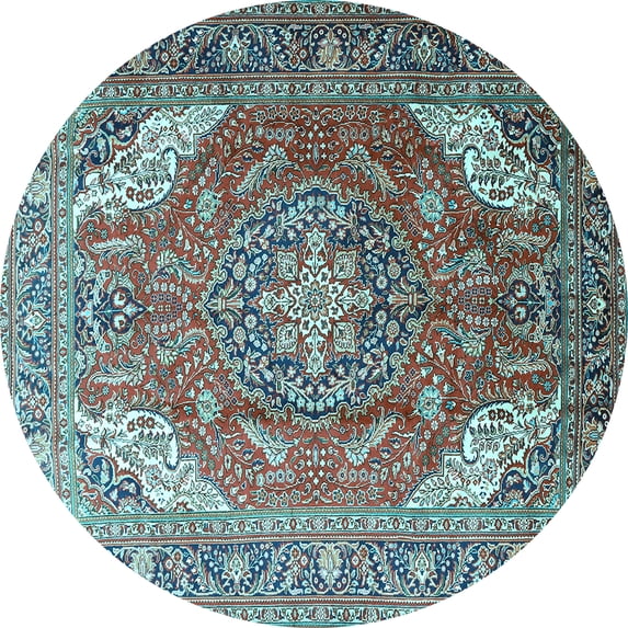 Ahgly Company Indoor Round Persian Light Blue Traditional Area Rugs, 6' Round