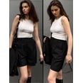 thumbnail image 3 of Zeagoo Womens Bermuda Shorts Casual Back Elastic Waist Wide Leg Shorts Knee Length Cargo with Pockets, 3 of 6