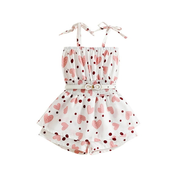 dmqupv Combinaison pour Tout-Petite Fille Combinaison pour Tout-Petites Filles Été Manches Longues Imprimé Dessin Animé Amour Ourlet Ceinture Combinaison Vêtements Rose, Taille pour 3-4 Ans