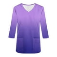 thumbnail image 3 of Womens Workout Uniforms, Scrub Tops for Women Fall Plus Size Fashion Loose Fit Ombre Tie Dye V Neck Long Sleeve Shirts with Pockets, 3 of 3