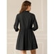 thumbnail image 5 of Vestido camisero informal Allegra K con pliegues manga 3/4 botones Negro S, 5 of 6