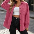thumbnail image 6 of ClodeEU Women's Oversized Corduroy Shacket,Lapel Collar Long Sleeve Button Down Shirt Jacket,Casual Fall Winter Outerwear ,Women's Plus L, 6 of 7
