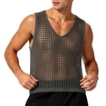 thumbnail image 4 of Gamivast Fishnet Tank Top for Men Sleeveless Mesh Shirt See-Through Muscle Tee Breathable Summer Activewear for Party Clubwear Beach Vacation Gray Free Size, 4 of 5