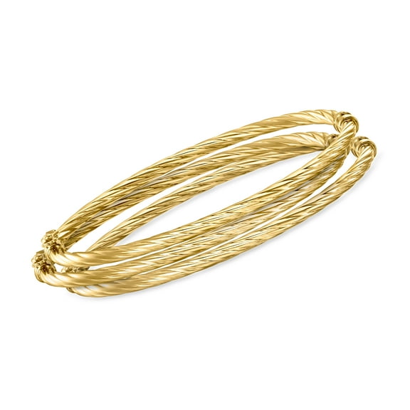 Ross-Simons Italian 14kt Yellow Gold Jewelry Set: 3 Twisted Bangle Bracelets, Women's, Adult