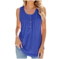 thumbnail image 2 of AherBiu Womens Sleeveless Tank Tops Crewneck Loose Fitting Lightweight T Shirt Tops Basic Button Tanks, 2 of 5
