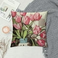thumbnail image 2 of COMIO  Tulip Flower Decorative Throw Pillow Covers , Home Sweet Floral Wreath Retro Porch Home Decor, Blessed Bloom Farmhouse Outdoor Sofa Couch Cushion Case, 2 of 5