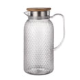 thumbnail image 2 of Plastic Beverage Pitcher with Wooden Lid - Diamond Pattern Material High Temperature Proof for Bar & Restaurant Use Ergonomic Handle, Clear, JKODE, 2 of 7