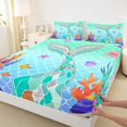 thumbnail image 3 of Feelyou Green Mermaid Scale Bed Sheets, Sea Starfish Coral King Sheets, 4-Piece, 3 of 7