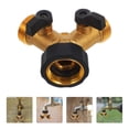 thumbnail image 3 of Conector de manguera de jardín con divisor en Y de cobre de 2 vías y válvulas de cierre. Adaptador de manguera de agua para grifo de exterior., 3 of 6