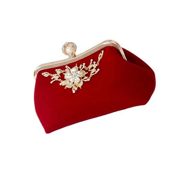 ELAYARD Rhinestone Clutch Purses for Women Formal Evening Bag Red 1Pack