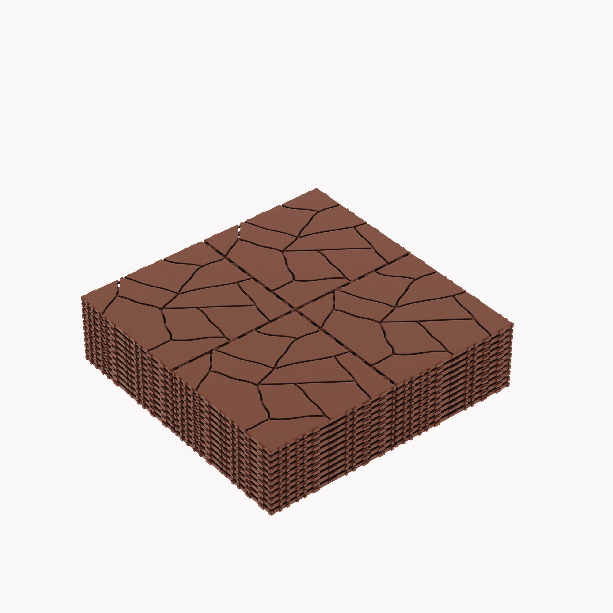 Miniyam 44 Pcs Interlocking Deck Tiles, 12" x 12", Polypropylene, for Outdoor, Patio Balcony, Brown