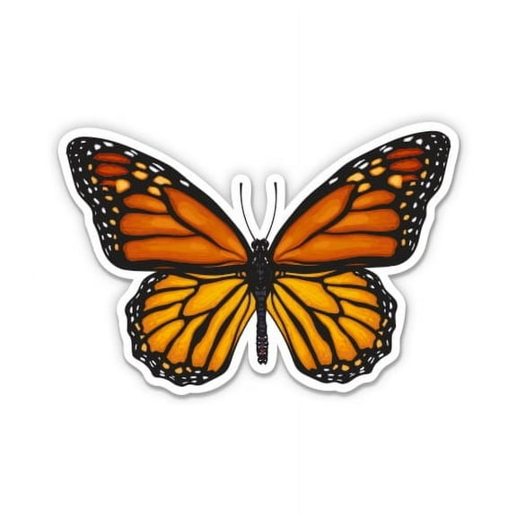Monarch Butterfly Pretty - 3" Vinyl Sticker - For Car Laptop I-Pad Phone Helmet Hard Hat - Waterproof Decal