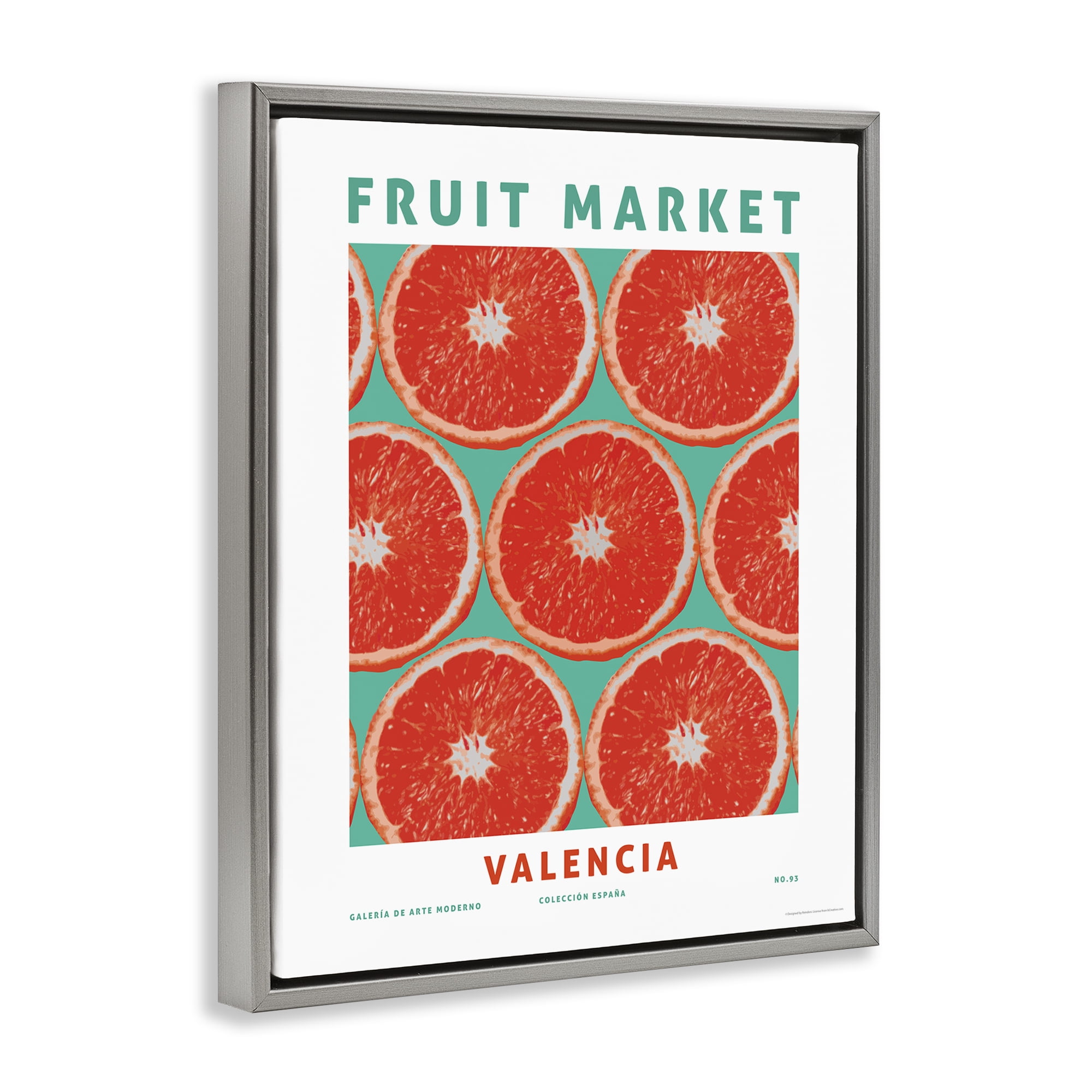 Stupell Industries Fruit Market Grapefruit Food & Beverage Painting Gray Floater Framed Canvas Art Print Wall Art, 25 x 31