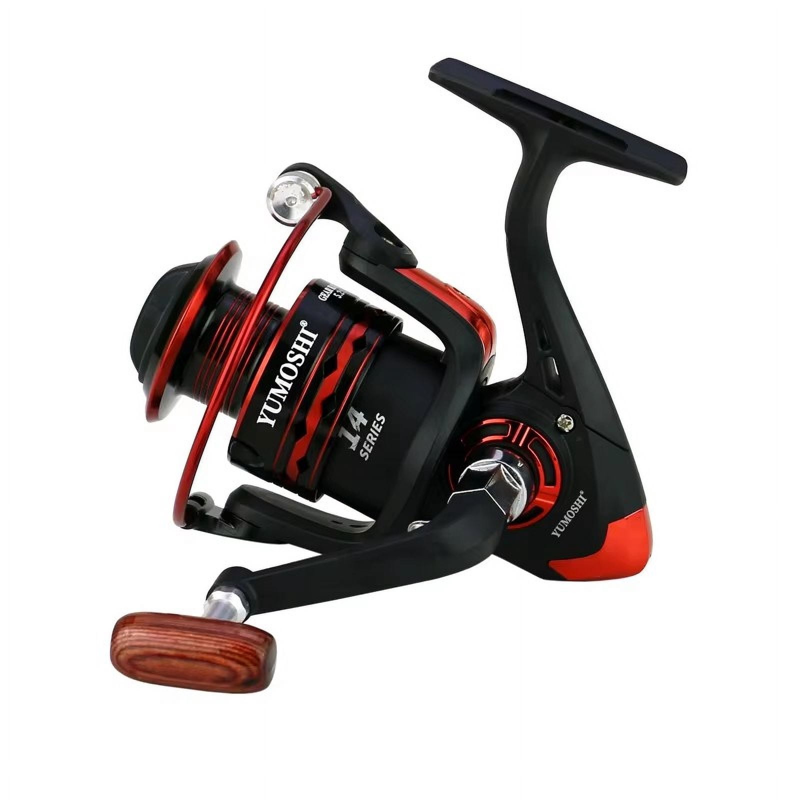 14BB Metal Wire cup Wooden Grip Professional Spinning Fishing Reel 5.2:1 Gear Ratio Sea Bass Fishing Wheel With Spare Spool