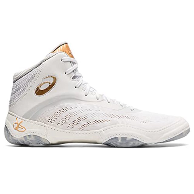 ASICS Men's JB Elite V Wrestling Shoes, 9.5, White/Pure Gold