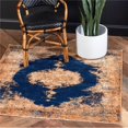 thumbnail image 1 of Unique Loom 3144426 4 ft. 5 in. x 4 ft. 5 in. Brook Dorchester Square Rug, Navy Blue, 1 of 2
