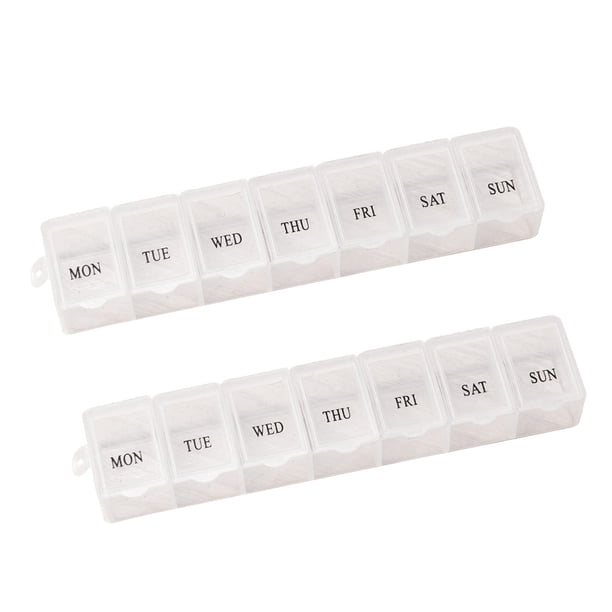 Pastillero semanal giratorio con 7 ranuras, caja organizadora de vitaminas y medicamentos (blanco), 2 unidades