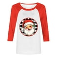 thumbnail image 4 of HOMBOM Womens Christmas Shirts Crewneck Funny Pullover Red Reindeer Raglan 3/4 Sleeve Tee Shirts for Female, 4 of 4