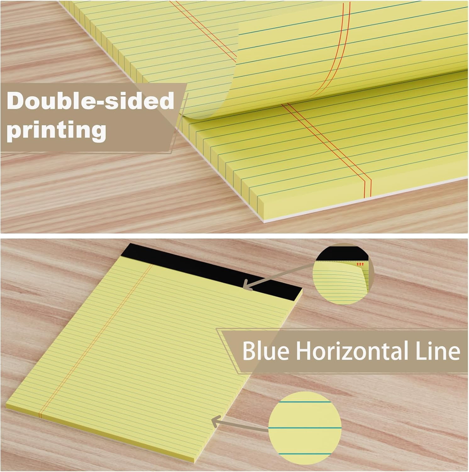 12 Pack Yellow Legal Pads 8.5 x 11.75 College Ruled Yellow Note Pad Narrow Ruled 30 Sheets Notepads Perforated Writing Pad Clear Print 8x11 Legal Pads Pads of Paper