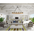 thumbnail image 2 of Magic Home 16-Light Big Wagon Wheel Chandelier,Modern Farmhouse Large Light Fixtures Large Round Chandelier,Round Kitchen Island Light,walnut color frame + black lamp head, 2 of 9