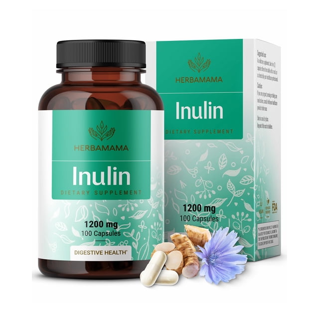 Suplemento HERBAMAMA, cápsulas de inulina en polvo, 1200 mg, 100 cápsulas
