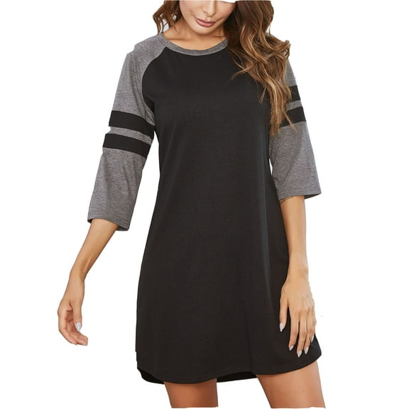 Richie House Women's Nightgown Cotton Round Sleep Shirt Comfy PJ Nightdress Pajama RHW2904-A-XS