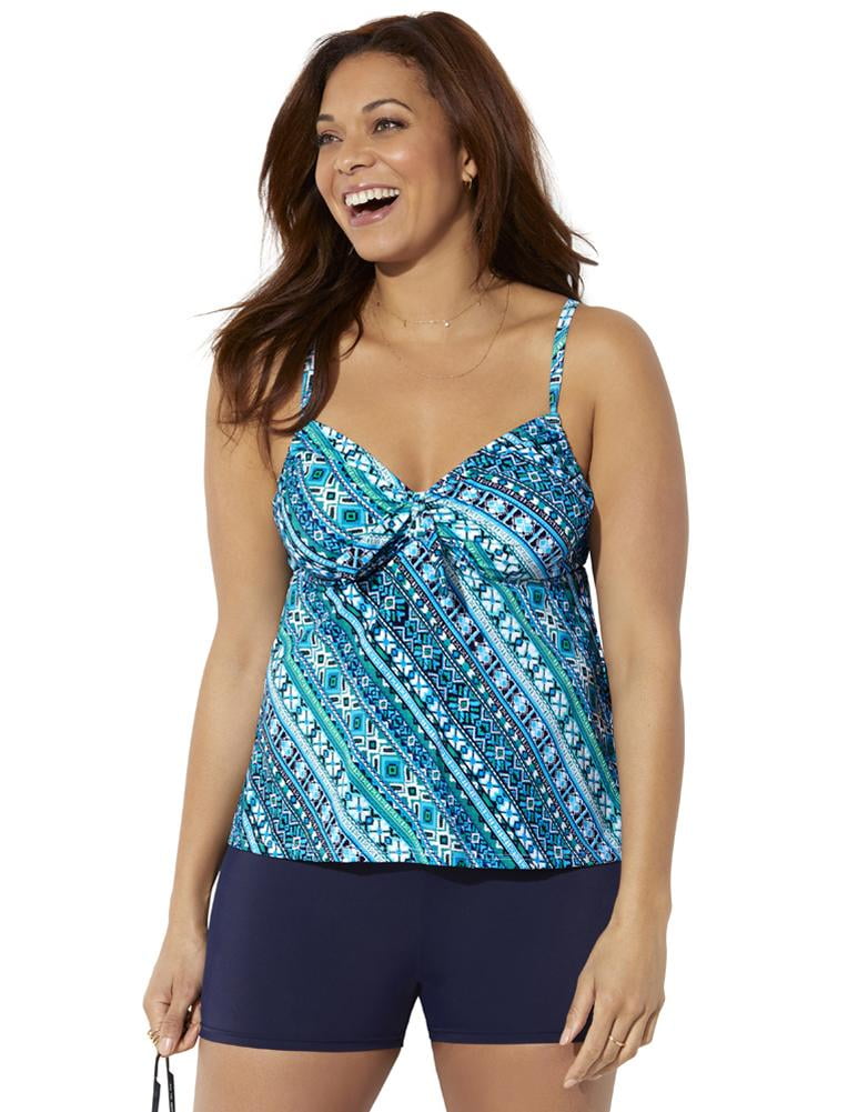 Tie Front Underwire Tankini Set 