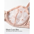 thumbnail image 6 of Deyllo Women Lace Balconette Bra Demi Shelf Bra Unlined Underwired See Through Bralette Pink Bras Clothes Size 38B, 6 of 6