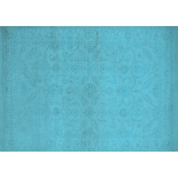 Ahgly Company Indoor Rectangle Oriental Light Blue Industrial Area Rugs, 7' x 10'