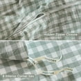 thumbnail image 6 of MooMee Gingham Duvet Cover Set King 100% Washed Cotton Linen Like Textured Breathable Lightweight 3-Piece (Sage Green, 104"x90"), 6 of 8