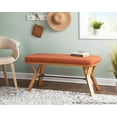 thumbnail image 3 of Lumisource Folia Mid-Century Modern Bench in Natural Wood and Orange Fabric, 3 of 7