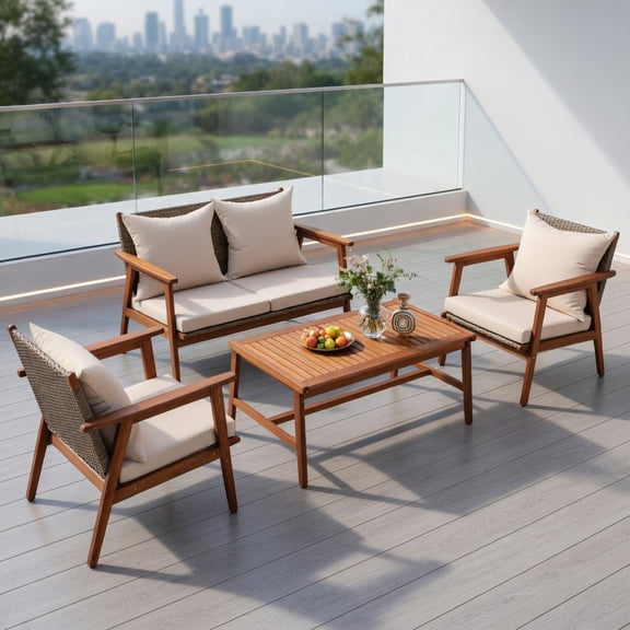 Yardi Yard Patio Furniture 3 Pieces Patio Wicker Rattan Furniture Set, Outdoor Wicker Rattan Chairs Garden Backyard Balcony Porch Poolside loveseat with Cushion for Lawn Backyard-Red