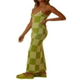 thumbnail image 4 of Robes pour Femmes 2022 Robes Moulantes en Tricot Ajourées Robe Maxi de Nuit Sans Manches Longue Robe Ajourée Orange P, 4 of 5
