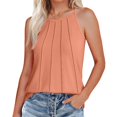 thumbnail image 1 of Liquidation! Hauts Grande Taille pour Femmes, Blouse à Manches Courtes d'Été pour Femmes, Débardeur Ample Sans Manches à Col Rond Froncé Décontracté Basique, 1 of 5
