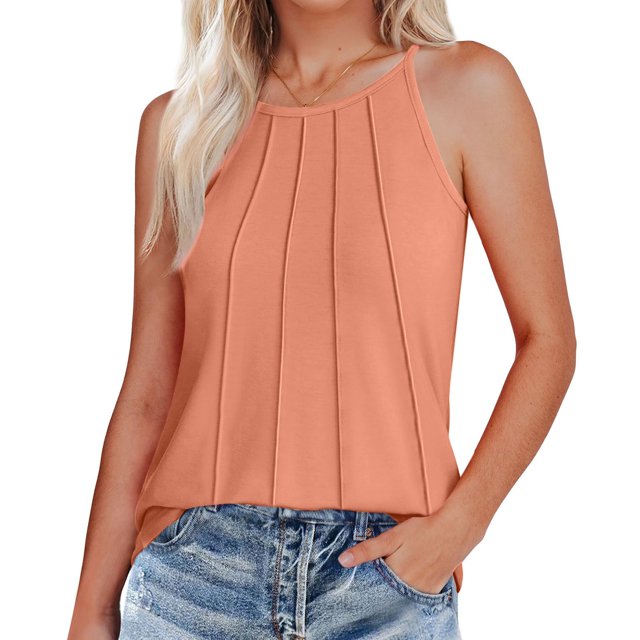 Liquidation! Hauts Grande Taille pour Femmes, Blouse à Manches Courtes d'Été pour Femmes, Débardeur Ample Sans Manches à Col Rond Froncé Décontracté Basique