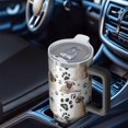 thumbnail image 6 of OBREWU Pug and Footprints Tumbler with Handle and Lid,Pug and Footprints 40oz Double Wall Vacuum Insulated Tumbler,Cups Gift for Women and Men, 6 of 7