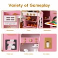 thumbnail image 4 of Reasea Kids Wooden Play Kitchen Set , Toddler Toy Kitchen Playset with 24 Accessories, Realistic Appliances & Storage for Kids Ages 3+, Pink, 4 of 9