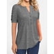 thumbnail image 3 of Camiseta Casual De Cuello Redondo Para Mujer, Camiseta Holgada De Verano Con Mangas Cortas, Botones, Plisado, Color Liso Y A La Moda., 3 of 4