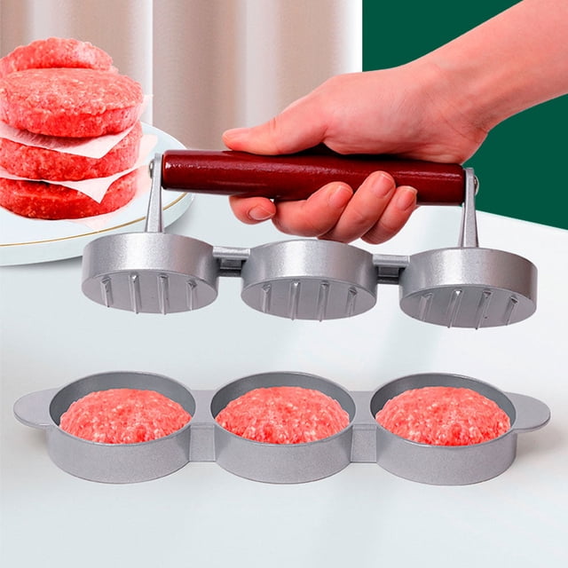 Molde para hacer hamburguesas con mango de madera, molde para máquina de hamburguesas para cocina casera Hugtrwg Para estrenar