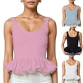 thumbnail image 6 of Biezeib Women's Summer Slim Tank Tops Sleeveless Solid Color Low Cut Peplum Hem Camisole, 6 of 6