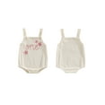 thumbnail image 2 of Caoirhny Baby Girls Romper Overalls Bodysuit Letter Flower Embroidery Buttons Straps Infant Jumpsuit Summer Clothes, 2 of 9