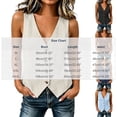 thumbnail image 2 of cocolona Linen Vest for Women Sleeveless Button Down Solid Color Trendy Waistcoat Trendy Casual Tops, 2 of 5