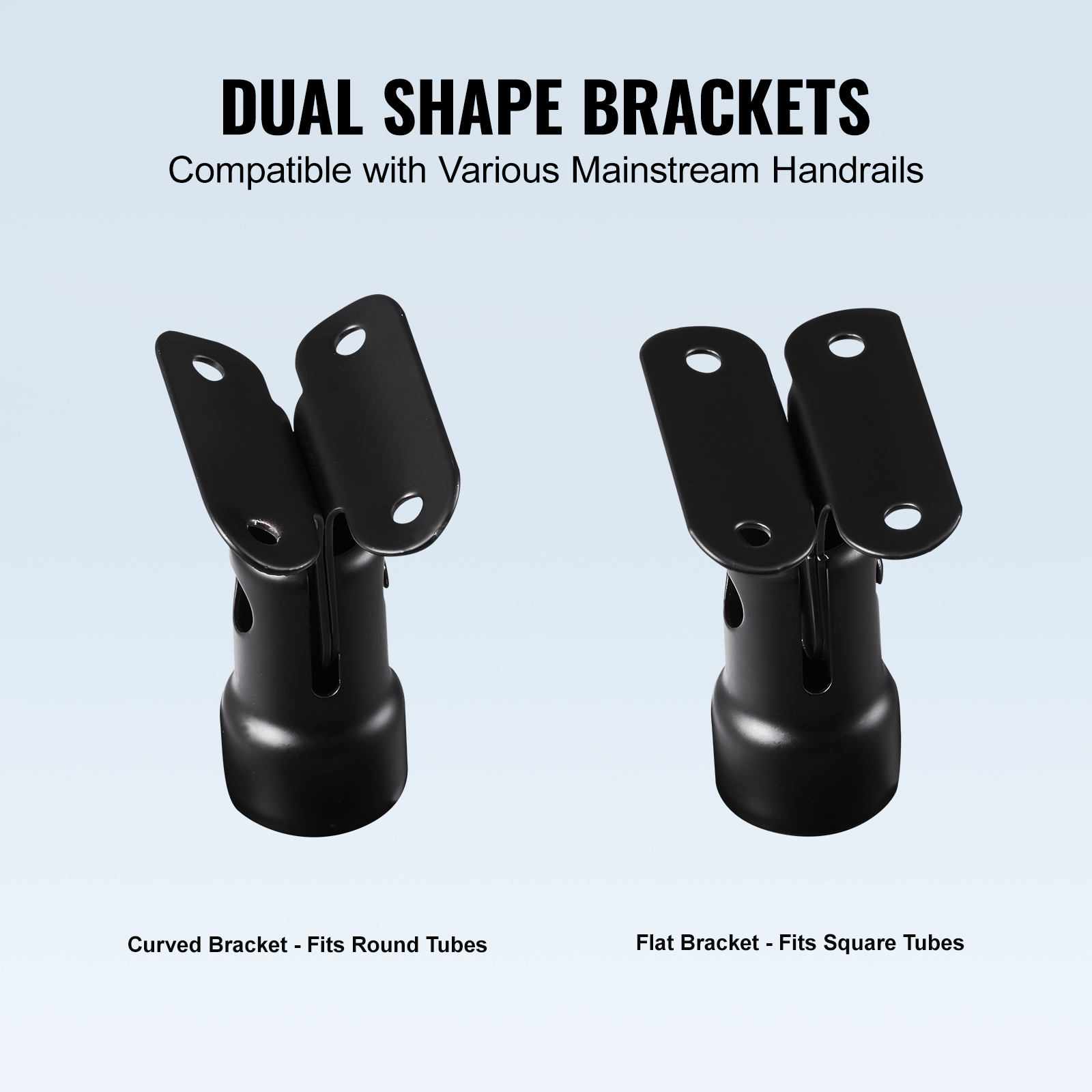 VEVOR Glass Clamp, 35.83" Height Glass Railing Bracket for 0.39 "-0.47 " Thickness Tempered Glass, 304 Stainless Steel Glass Mounting Clamp, Glass Shelf Bracket for Balcony,Garden,Deck,Stair,Black