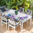 thumbnail image 2 of Spring Flowers Table Cloths for 5 Foot Rectangle Tables, Watercolor Garden Florals Wooden Grain Patio Waterproof Elastic Fitted Tablecloths, Washable Rectangular Table Cover for Camping, 2 of 8