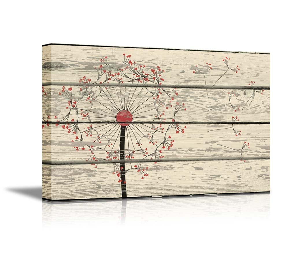 wall26 Canvas Prints Wall Art Dandelion on Vintage Wood Board Background Stretched Canvas Wrap